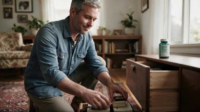 Do probiotics make you gassy: a man sorting a drawer on a quiet weekday morning