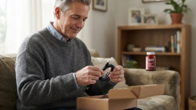 NAD pills: a man in his sixties coiling cables into a box at home