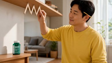 Nootropics for beginners: a man measuring a wall shelf with a folding rule